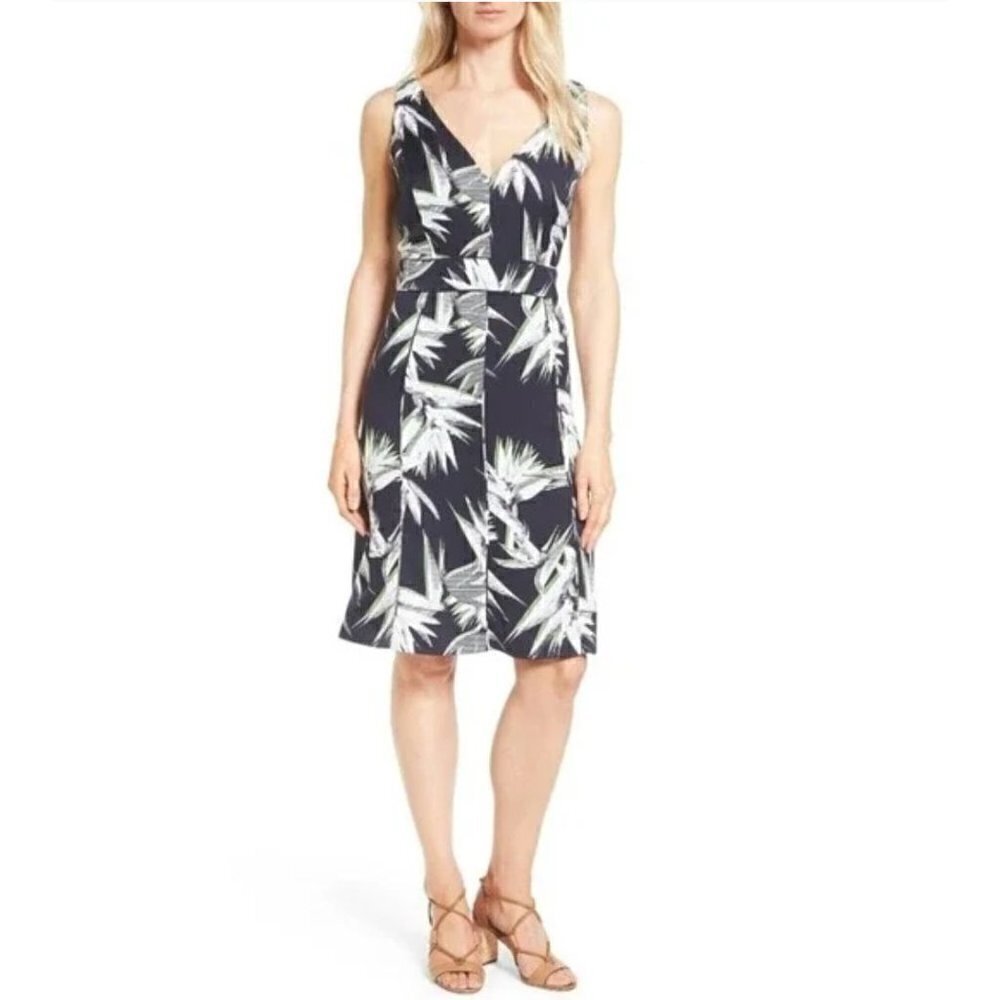 CLASSIQUES ENTIER Paradise print silk v-neck dress Women's Size12 NWT